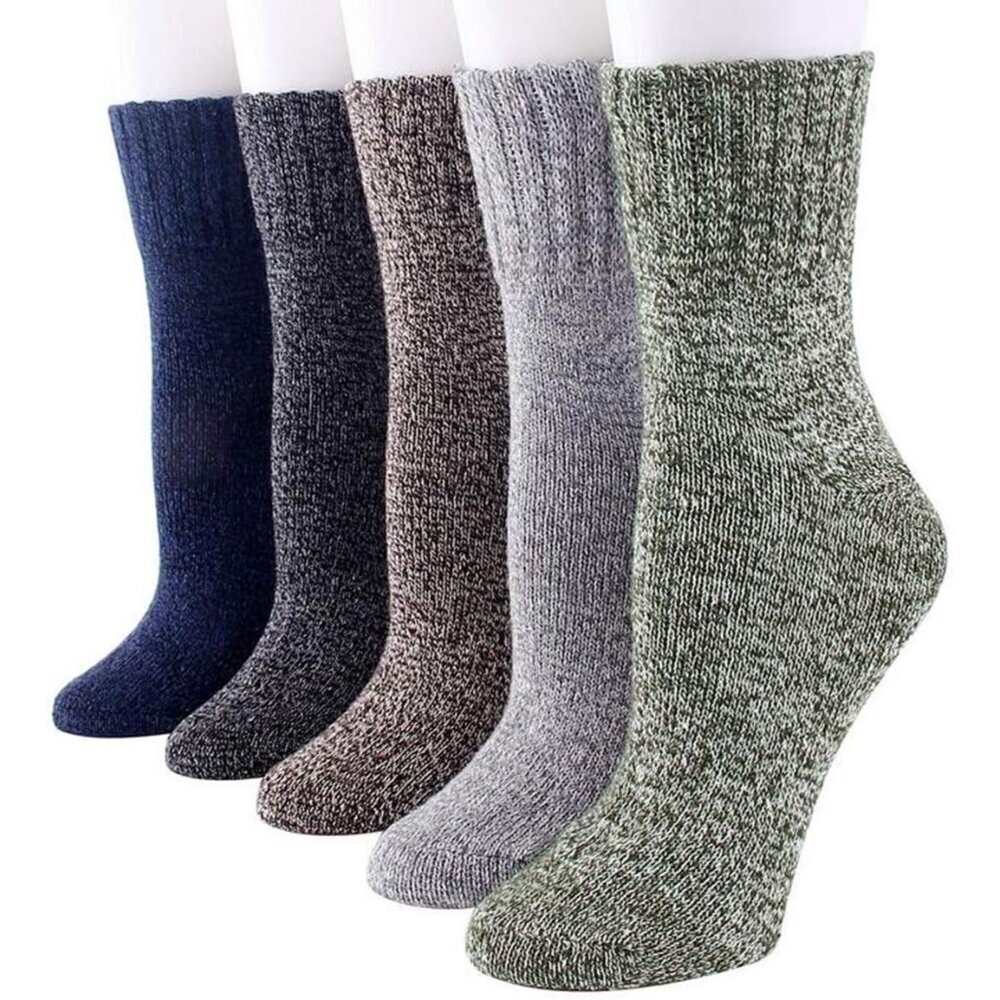 YZKKE 5Pack Womens Q-13 Vintage Winter Soft Warm Thick Cold Knit Wool Crew Sock